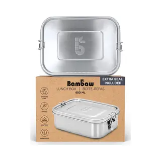 Bambaw Roestvrij Staal Vershoudbakjes 800 Ml - Brooddoos - Rvs Lunchbox - Meal Prep Bakjes - Broodtrommel - Vershouddoos