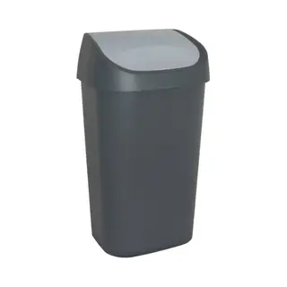 Curver Allibert 214972 Mistral Abfalleimer Mit Schwingdeckel, Polypropylen, 38, 8 X 30, 3 X 69 Cm, Anthrazit/Grau