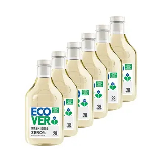 6x Ecover Vloeibaar Wasmiddel Zero 28 Wasbeurten 1 Liter