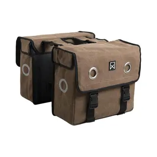 Willex Dubbele Fietstas - Canvas - Reflectie - 30 Liter - Universele Bevestiging -Bruin