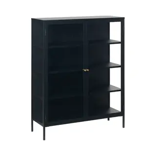 Vitrinekast Metaal Zwart - 110cm - 2-Deurs - Soft Closing - Kast Carmel - Giga Living