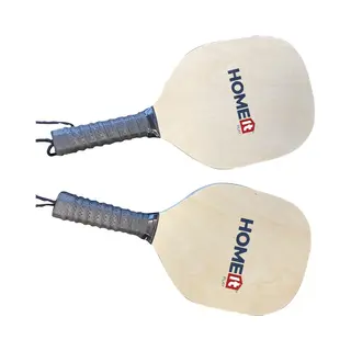 Home It® Beachtennis Set | Hochwertiges Beachball Set Aus Holz Mit 2 Schlägern (Eiche, 40x20 Cm) & 2 Gummibällen | Netz Für Transport – Perfekt