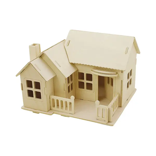 Creativ 57875 3D Wooden Construction Kit, House With Terrace, Size 19x17, 5x15 , Ply, 1pc, Wood thumbnail