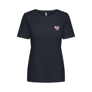 Only T-shirt Bedrukt Met Klein Hart Vooraan