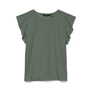 Vero Moda T-shirt Vmtassa Sl Frill Top Noos 10286067 Laurel Wreath Dames Maat - S