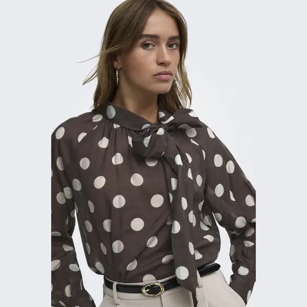 Jacqueline De Yong Blouse Jdyfay L/s Top Wvn 15381547 Coffee Bean/cement Dot Dames Maat - S thumbnail