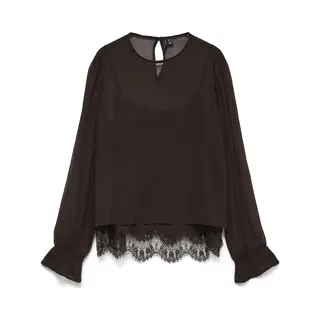 Vero Moda Blouse Vmlalie Ls Lace Top Wvn 10352679 Chocolate Torte Dames Maat - M