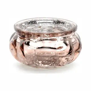 Partydeco - 4 Roségouden Spiegelglas Theelichthouders 6 X 3 Cm Voor Kerstmis