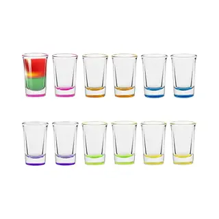 Trend For Home Schnapsgläser 30 Ml Shotgläser Set Von 12 Mit Schwerem Farbigem Boden Pinnchen Gläser Aus Glas Für Cocktails Wodka Jägermeister