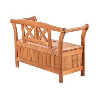Kadax Tuinbank, 119 X 43 X 75 Cm, Bank Van Een Vezelplaat, Zitbank Met Opbergruimte En Rugleuning, Weerbestendige Houten Bank Voor Tuin, Balkon, 119