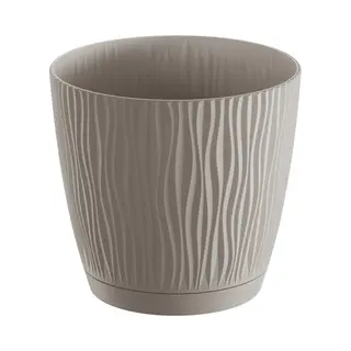 Prosperplast Plantenpot/bloempot Waves - Kunststof - Taupe - D15 X H14 Cm - Binnen/buiten - Met Opvangschaal