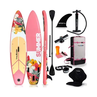 Thunder® Sup Board | Viosa | 320x75x15cm | Opblaasbaar Paddle Board | Max. 150 Kg | Complete Set | Roze-Geel-Wit |
