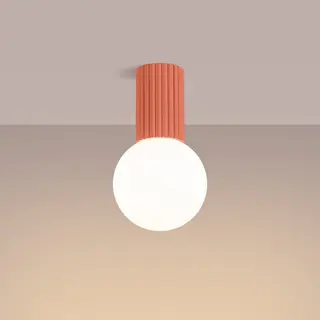 Sollux Lighting Deckenlampe Deckenleuchte - Deckenstrahler Aluminium Glas -1 Flammig - Led Lampe Glühbirne - Apricot Halo
