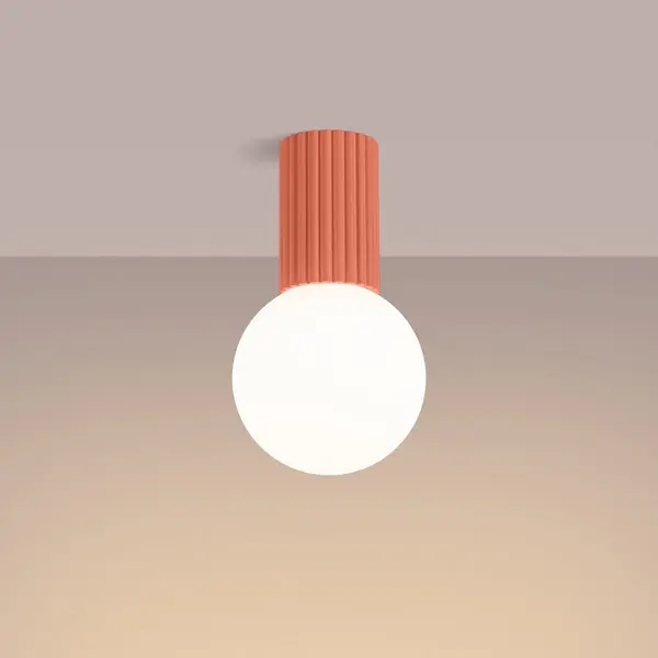 Sollux Lighting Deckenlampe Deckenleuchte - Deckenstrahler Aluminium Glas -1 Flammig - Led Lampe Glühbirne - Apricot Halo thumbnail