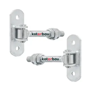 Kotarbau® 2 Pieces Gate Hinge - Steel - 130 Mm (5.12 Inches) M16 - Silver - Adjustable - Heavy Duty Hinges - Garden Gate Hinges - Robust Hinge On