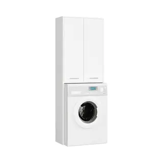 Badkamerkast Voor Wasmachine Fin / Hoge Wasmachinekast Met 2 Deuren / Akord Furniture Factory / Wit / 64 X 180 X 30 Cm