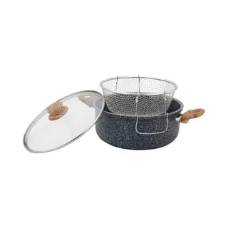 KingHoff Kh-1985 4.0 Liter Frituur Pan Met Mand - Marmer Non-Stick - Geschikt Voor Alle Kookplaten Inclusief Inductie - 24 Cm - Frituurpan Met Korf -