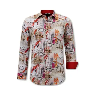 Gentile Bellini Hippe Overhemden Heren - Slim Fit -3108 - Bruin