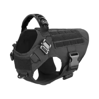 DreamPawz - Hondenharnas - Tactical Honden Tuigje - K9 - Zwart - Anti-Trek Harnas - Extra Controle - M