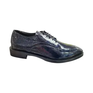 Gianluca Pisati Blauwe Lak Geklede Veterschoenen Dames - Blauw - 40
