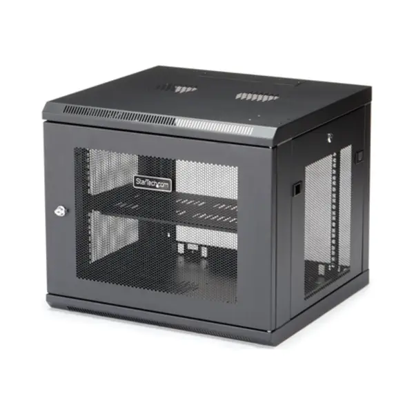 StarTech.com 4-Post 9U Wall Mount Network Cabinet with 1U Shelf, 19" Wall-Mounted Server Rack for Data / Av / Electronics / Computer Equipment, Small Vented Rack Enclosure thumbnail