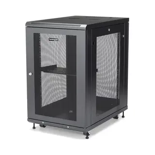 StarTech.com 4-Pfosten 18HE Server Rack, abschließbarer 19" Datenschrank für Computer / Av / It-Ausrüstung, Büro / Heimnetzwerk-Rack mit Rollen & verstellbaren Montageschienen