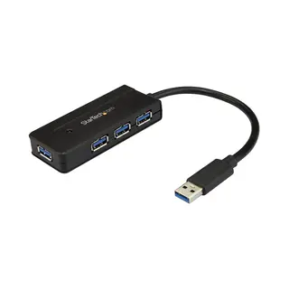 StarTech.com 4 Port Usb 3.0 Hub mit Netzteil, 5Gbit/s Usb 3.2 Gen 1 Mini hub mit Schnelllade Anschluss, Aktiver Usb Hub/Verteiler - Usb Bus oder Netzteilbetrieben - Schwarz