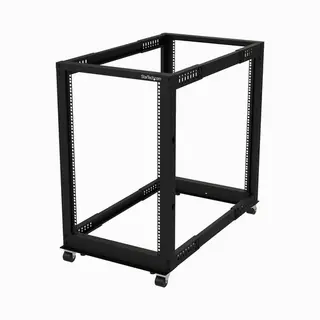 StarTech.com 4-Pfosten 18 He Mobiles Open Frame Serverrack, 19 Zoll Netzwerk Rack mit Rädern, Rack für Computer/Av/Daten/It Geräte - Rollen, Nivellierfüße oder Bodenmontage