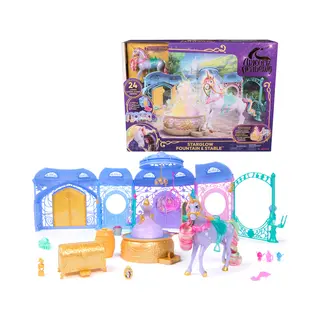 Spin Master Unicorn Academy - Stall Spielset 90 cm inkl. Brunnen mit Licht- und Soundeffekten, ca. 12 cm großem Einhorn und 24 Accessoires, Original Spielset zur beliebten Netflix Serie
