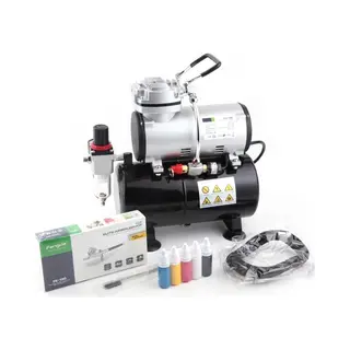 Fengda Fd-186K Airbrush Kompressor Komplett Set Mächtig Luftstrom Und Luftdruck Mit Airbrushpistole Und Airbrush Zubehör Profi Starter Set.