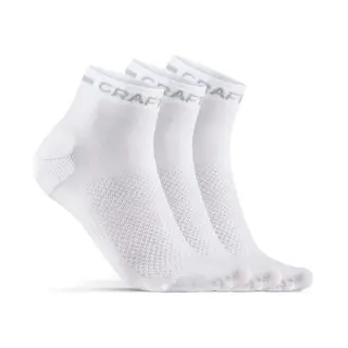 Craft Fietssokken Zomer Unisex Wit - Core Dry Mid Sock 3-Pack White-34 36