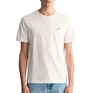 Gantvoor Mannen. 2003184 T-shirt Regular Fit Shield Wit (Xxl), Casual, Katoen, Korte Mouwen, Duurzaam