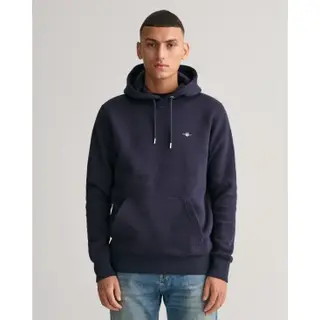 Gantvoor Mannen. 2007058 Shield Hoodie Marine (Xxl), Casual, Katoen, Lange Mouwen, Marineblauw