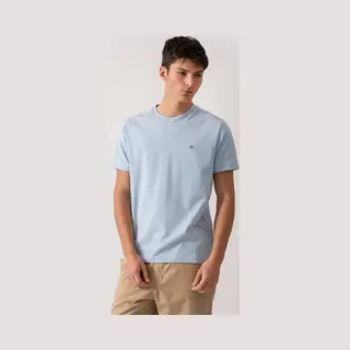 Gant Shield T-Shirt Ronde Hals Fris Blauw, Effen