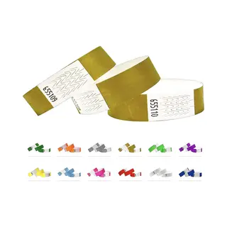 Qubiband 500 Eintrittsbänder Aus Tyvek - Party Einlassbänder, Securebänder, Festival Armbänder, Kontrollbänder Für Dein Event (Gold)