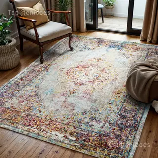 Muratap Tapijtenloods Picasso Keshan Vintage Vloerkleed Multi / Beige Laagpolig- 200x290 Cm