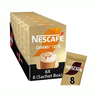 Nescafé Caramel Latte Oploskoffie - 6 Doosjes X 8 Zakjes