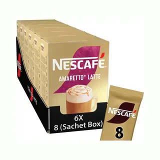 Nescafé Amaretto Latte Oploskoffie - 6 Doosjes X 8 Zakjes