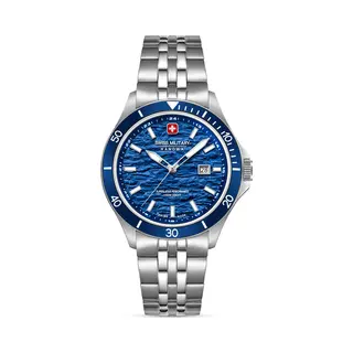 Swiss Military Hanowa Flagship Elements Montre à Quartz 10 Atm, Argent/bleu, Onesize, Bracelet