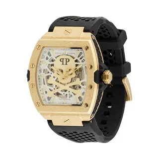 Philipp Plein Men's Automatic Watch The $Keleton Frosted Silicone, Gold/Black - Pwjfa1025