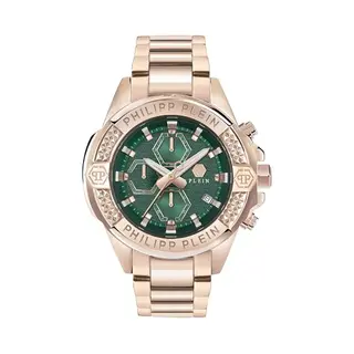 Philipp Plein Men's Watch Analogue Quartz The $Kull Chrono, Rose/Rose/Green Pwwfa0625