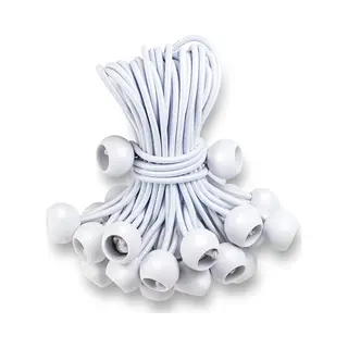 Spanelastiek Voor Spandoek - Tentspanner Met Bal - 50 Stuks - Wit
