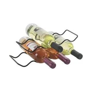 Metaltex - Set Van 2 Flessenhouders - Flessenrek - Wave 20 - Mat Zwart - Voor 8 Wijnflessen (0, 75 Liter)