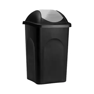 Deuba Stefanplast® Mülleimer Mit Schwingdeckel 60l Abfalleimer Geruchsarm Küche Bad Biomüll Gelber Sack Kunststoff Mülltrennung Schwarz/silber