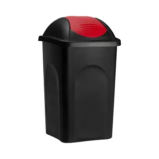 Deuba Vuilnisbak Met Klapdeksel – 60Liter Kunststof – Zwart Rood