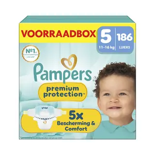 Pampers Premium Protection Größe 5, 186 Windeln, 11kg-16kg, Unser Nr. 1 Haut- Und Auslaufschutz