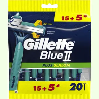 Gillette BlueII Plus Slalom Wegwerpmesjes - Voor Mannen - 20 Stuks