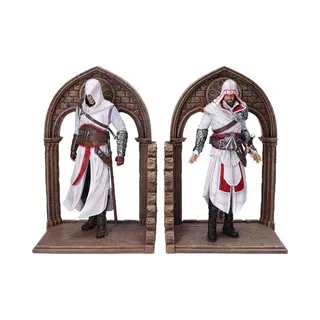 Nemesis Now Assassin's Creed Altair Und Ezio Library Gaming-Buchstützen, Kunstharz, Braun, 24 Cm