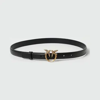 Pinko Love Berry H2 Belt Vitello Damesriemset (1 Stuk), Z99q_zwart-antiek Goud, Medium