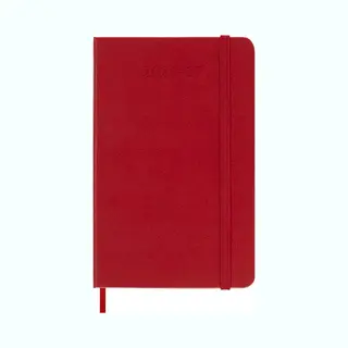 Moleskine Wochenkalender 2026–2027 – 18-Monats-Kalender Mit Notizbereich, Hartcover Und Gummibandverschluss, Farbe Scharlachrot, Pocket-Format 9 X